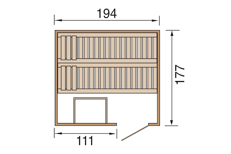 Weka Sauna Halmstad 2 mit Glastür und Fronteinstieg - 68 mm