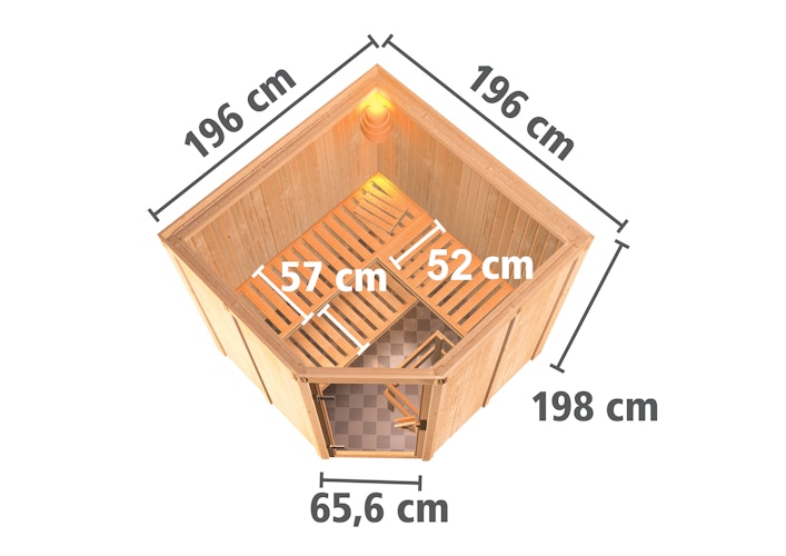 Karibu Sauna Jarin mit Eckeinstieg 68 mm