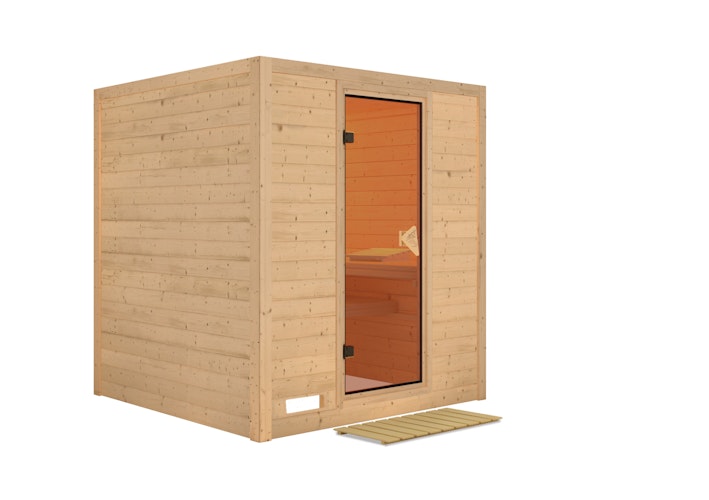 Karibu Sauna Mojave - Massivholzsauna mit Fronteinstieg 38 mm