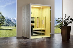 Infraworld Infrarotkabine TrioSol Glas 145 Zirbe VG inkl. 5-teiligem gratis Zubehörset