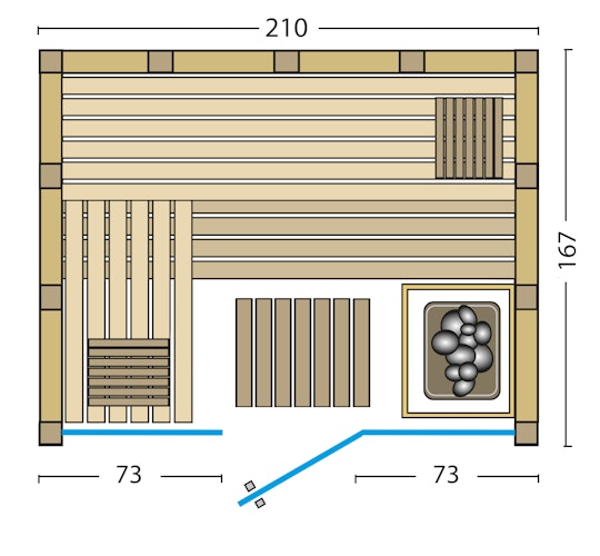 Infraworld Solido Glas 167 - 40 mm Massivholzsauna inkl. 5-teiligem gratis Zubehörset