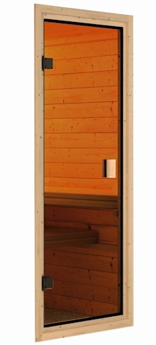 Karibu Saunahaus Skrollan 2 mit Vorraum terragrau