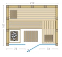 Vorschaubild Infraworld Solido Glas 167 - 40 mm Massivholzsauna inkl. 5-teiligem gratis Zubehörset