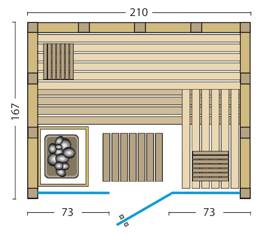 Infraworld Solido Glas 167 - 40 mm Massivholzsauna inkl. 5-teiligem gratis Zubehörset