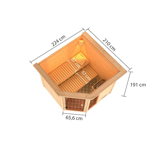 Karibu Woodfeeling Sauna Tabea - 38 mm Massivholz Aktionssauna