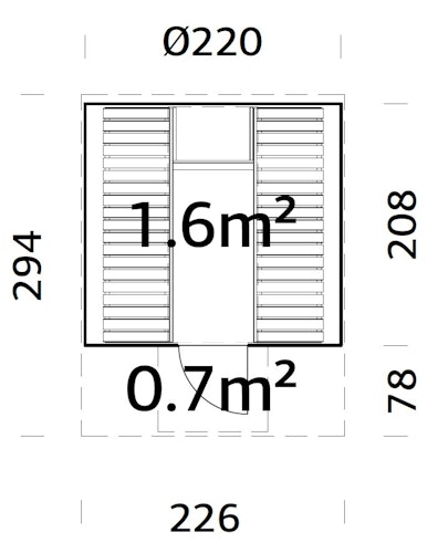 Palmako Saunafass Anita 1,6 + 0,7m²