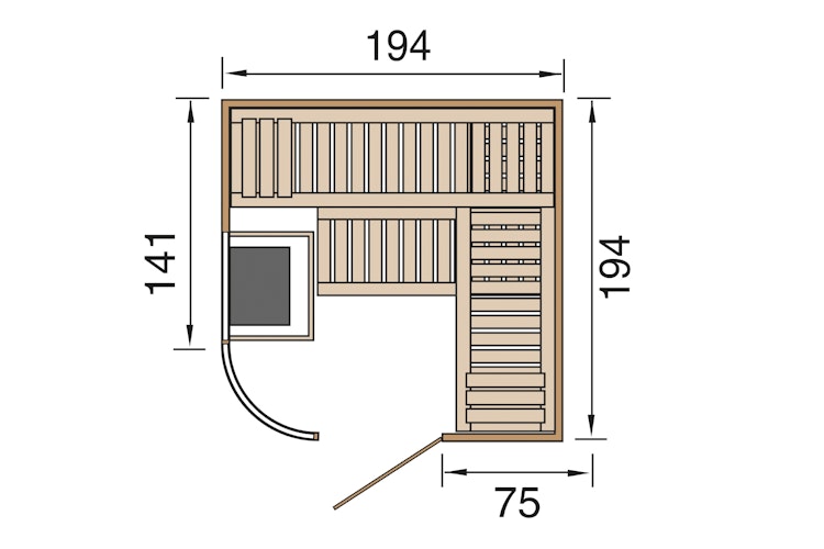 Weka Element-Designsauna Sara 1 Sparset inkl. Ofen - 68 mm - "Alles dabei"