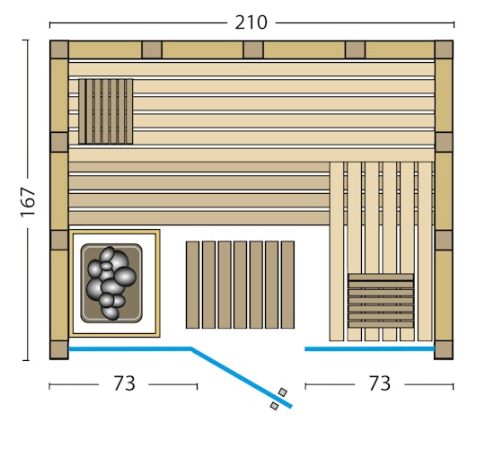 Infraworld Solido Glas 167 - 40 mm Massivholzsauna inkl. 5-teiligem gratis Zubehörset