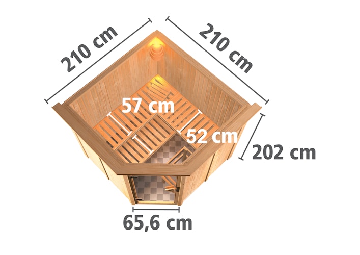 Karibu Sauna Jarin mit Eckeinstieg 68 mm