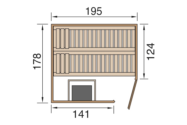 Weka Premium Massivholzsauna Turku 1 Sparset 2 inkl. 7,5 kW Bioaktiv-Ofen und Leuchtenset - 45 mm - "Alles dabei"